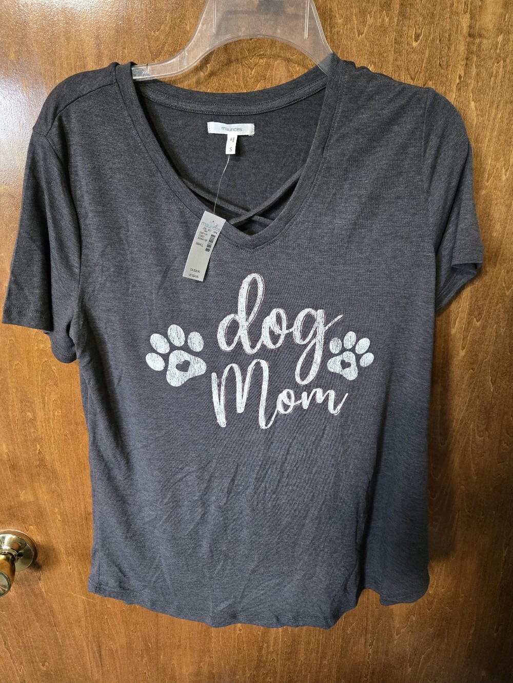 Maurices Charcoal 'Dog Mom' Tee with White Paw Print